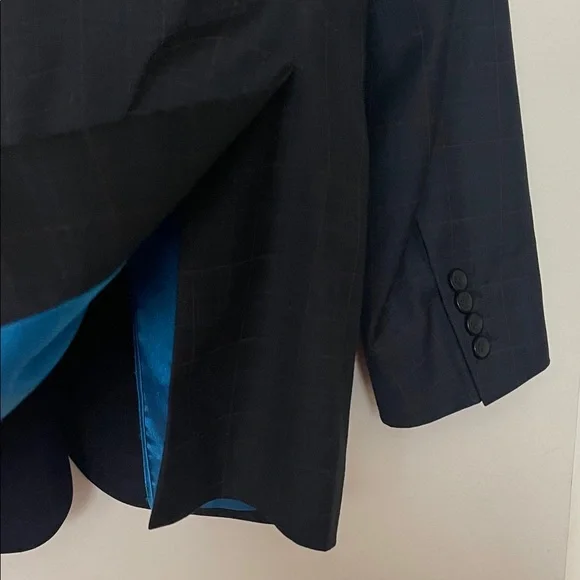 Men's Black Blazer with Blue Lining